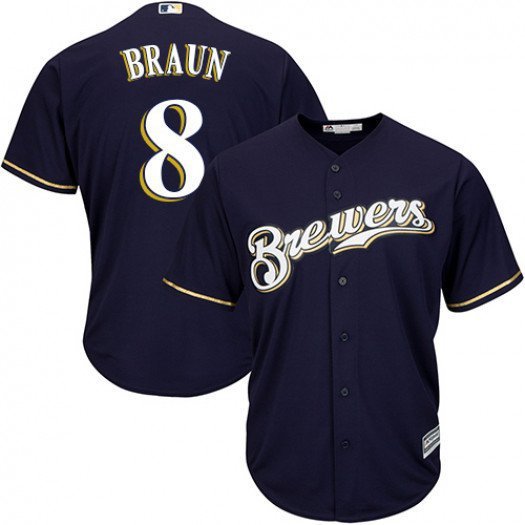 Men's / Youth Ryan Braun #8 MIL cool base jersey Navy  blue