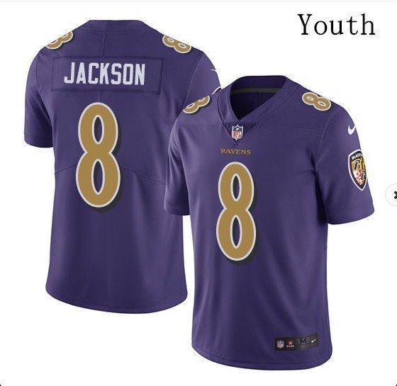 Youth boys Baltimore Ravens Lamar Jackson jersey purple