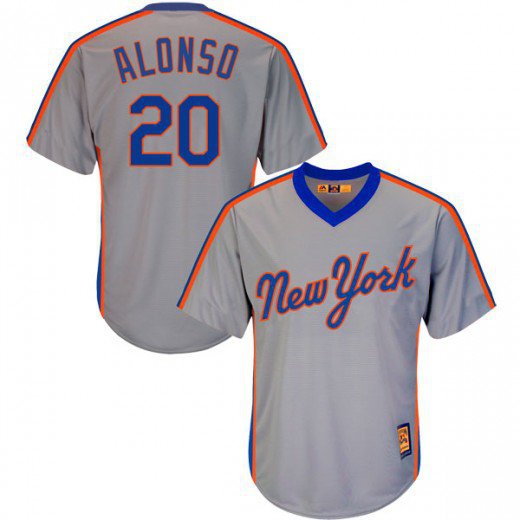 Men's NYM#20 Pete Alonso Cooperstown Jersey gray