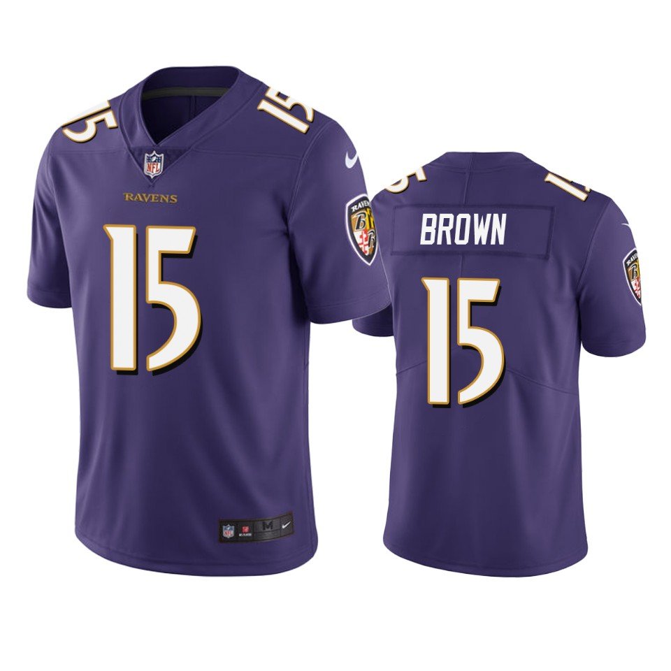 Men's Marquise Brown Baltimore Ravens #15 Color Rush Vapor Jersey Purple