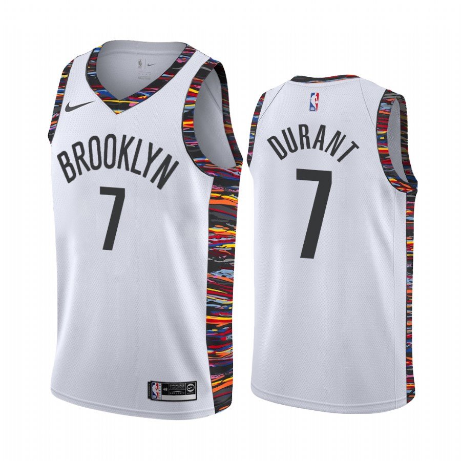 Men's and Youth Brooklyn Nets #7 Kevin Durant City Edition Jersey White