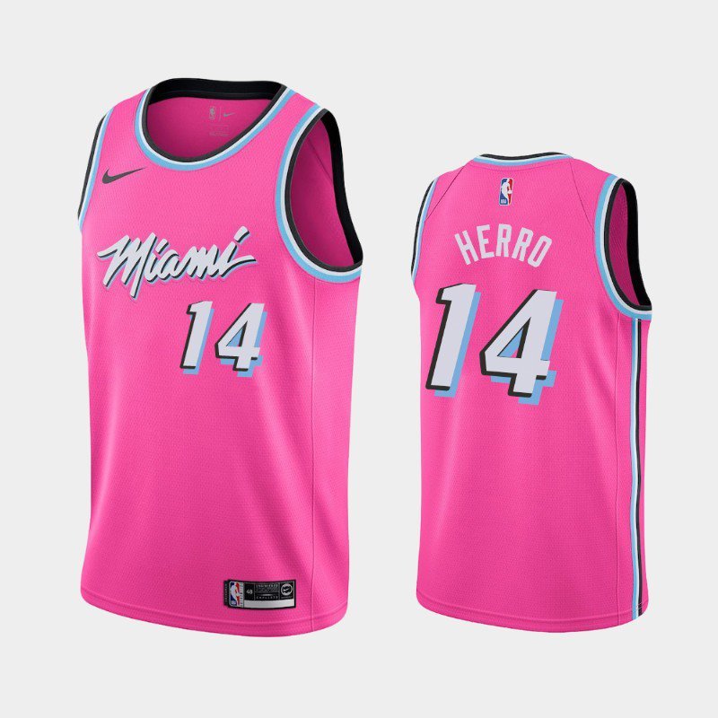 Men's / Youth Miami Heat #14 Tyler Herro Earned Jersey Pink