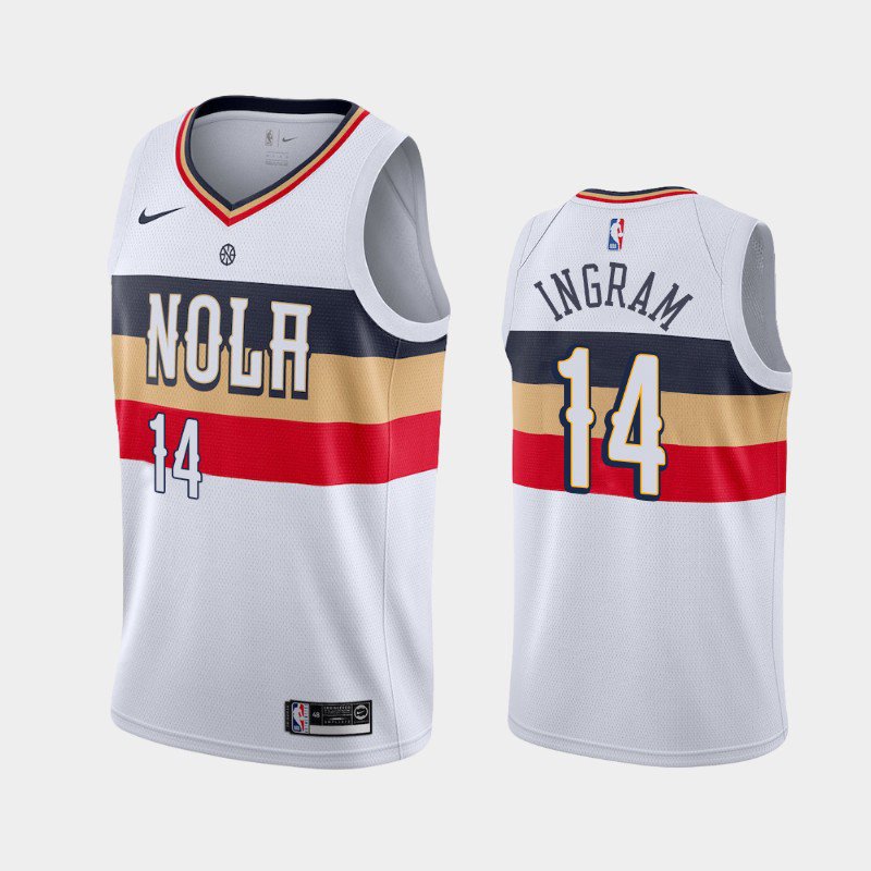 Men's New Orleans Pelicans #14 Brandon Ingram Earned Jersey White