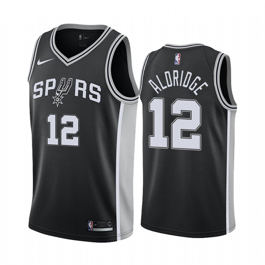 Men's San Antonio Spurs #12 LaMarcus Aldridge Icon Black Jersey