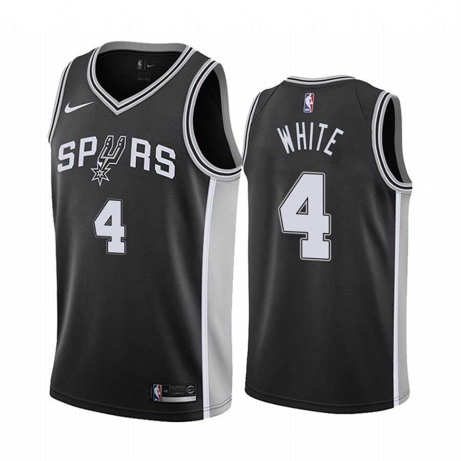 Men's San Antonio Spurs #4 Derrick White  Icon Black Jersey