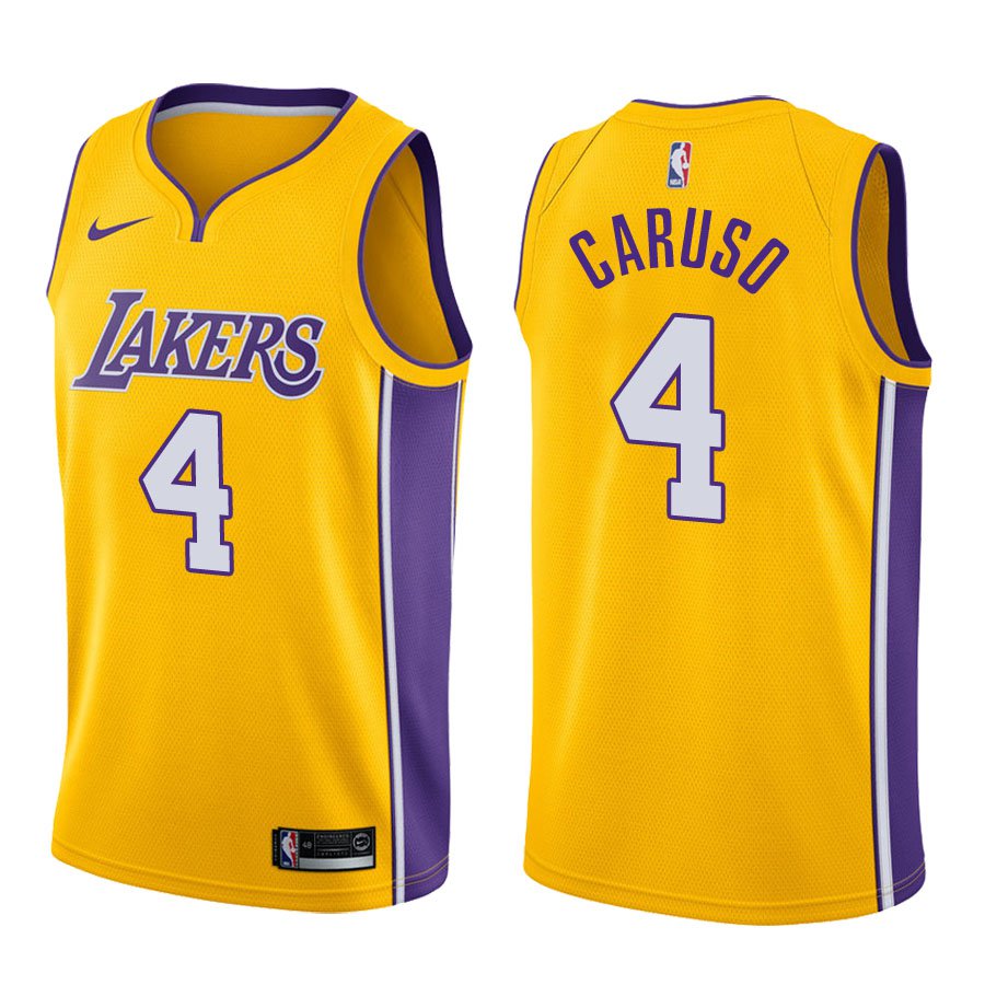 Men's Los Angeles Lakers #4 Alex Caruso Icon Gold Jersey