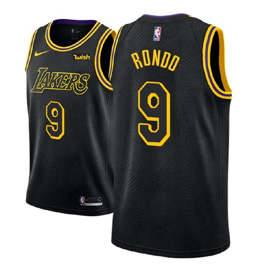 Men's Los Angeles Lakers #9 Rajon Rondo City Edition Jersey Black