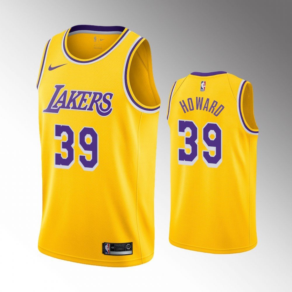 Men's Los Angeles Lakers #39 Dwight Howard Icon Yellow Jersey