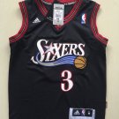 Youth kid sixers 76ers Allen Iverson Jersey throwback black
