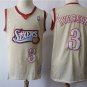 Men's 76ers 3 Allen Iverson throwback jersey beige