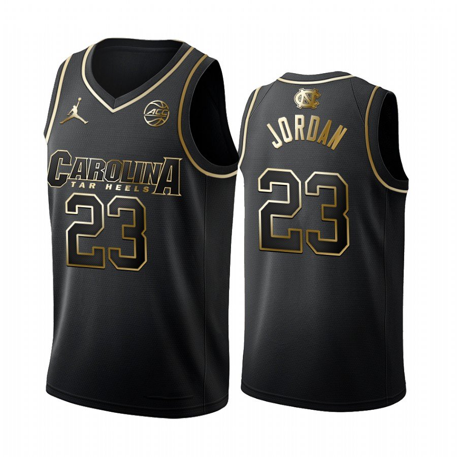 Men'S  Michael Jordan North Carolina UNC college  jersey black golden