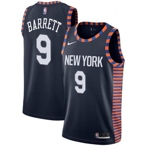 Men's /  Youth New York Knicks RJ Barrett Navy City Edition Jersey Stitched