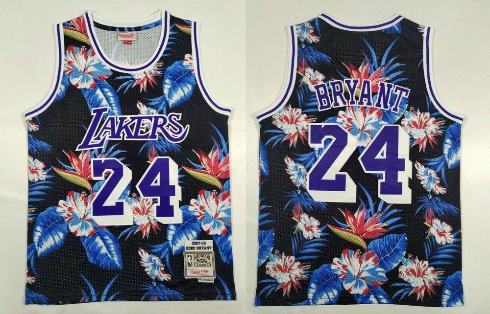 NBA Lakers 24 Kobe Bryant Flower Fashion Men Jersey