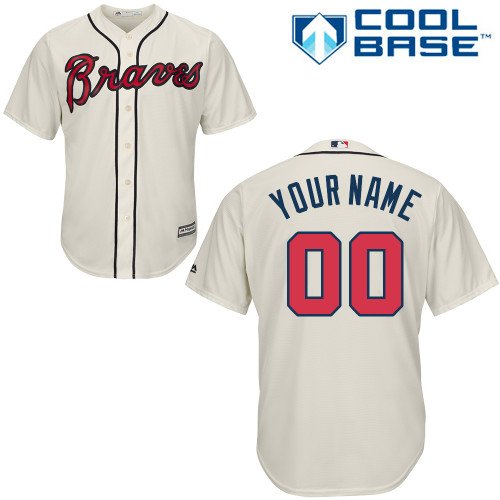 CUSTOM Men's / Youth Atlanta Braves cream baseball Jersey