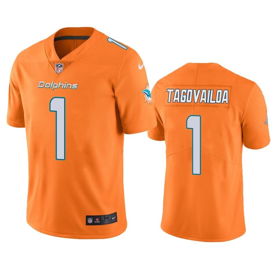 Youth kids Tua Tagovailoa Miami Dolphins color rush jersey orange