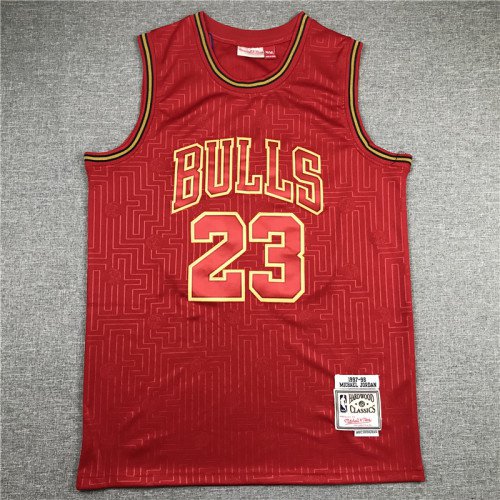 Men  Michael Jordan Bulls  hardwood classics jersey red