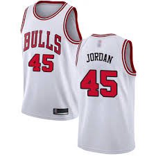 Men  Michael Jordan  Bulls 45  jersey white