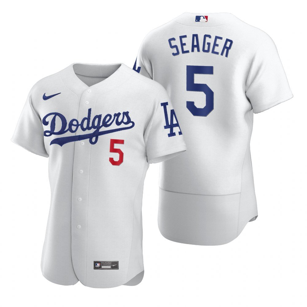 Men's Los Angeles Dodgers #5 Corey Seager authentic jersey White