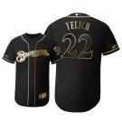 Men's  MIL 22 Christian Yelich Golden edition black jersey