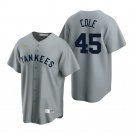 Men's NYY #45 Gerrit Cole  gray road cool base Jersey