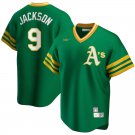 Men's OAK #9 Reggie Jackson Green Throwback Jersey  cooperstown