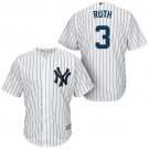 Men's NYY 3 Babe Ruth White  Cool Base Jersey pinstripe