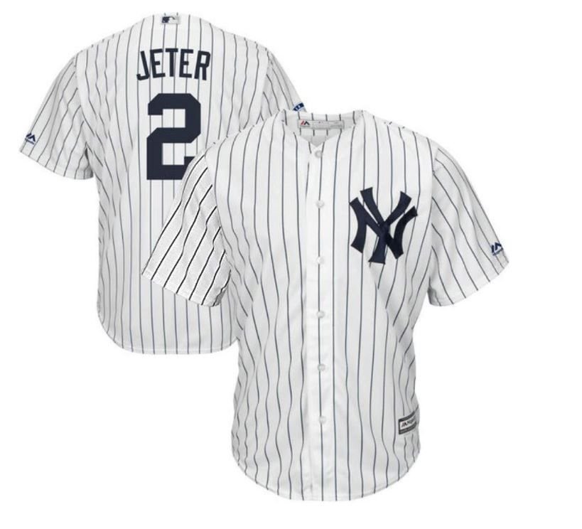 Youth Kids New York Yankees 2 Derek Jeter Jersey White pinstripe