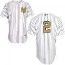 Men's NYY #2 Derek Jeter  white stripe gold logo  jersey