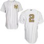 Men's NYY #2 Derek Jeter  white stripe gold logo  jersey