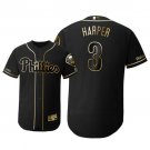 Men's PHI #3 Bryce Harper golden edition black Jersey