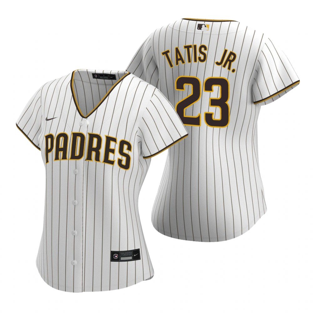 Women San Diego Padres Fernando Tatis Jr. Baseball Jersey White Pinstripe