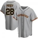 Men's SFG #28 Buster Posey Jersey Gray cool base Stitched