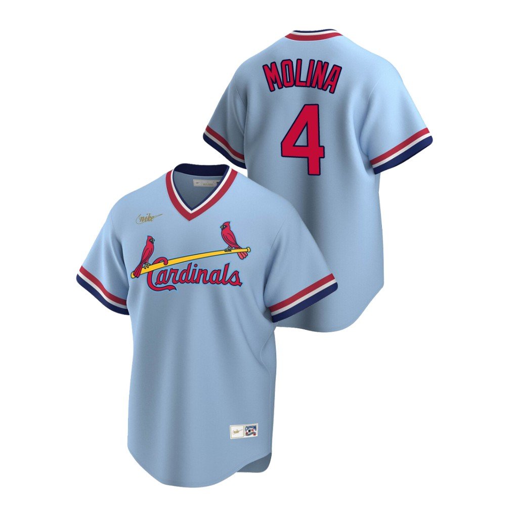 Men's STL #4 Yadier Molina Retro cooperstown jersey blue pullover