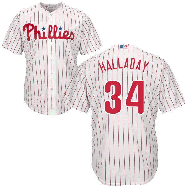 Men's Roy Halladay  PHI  Player Jersey white stripe