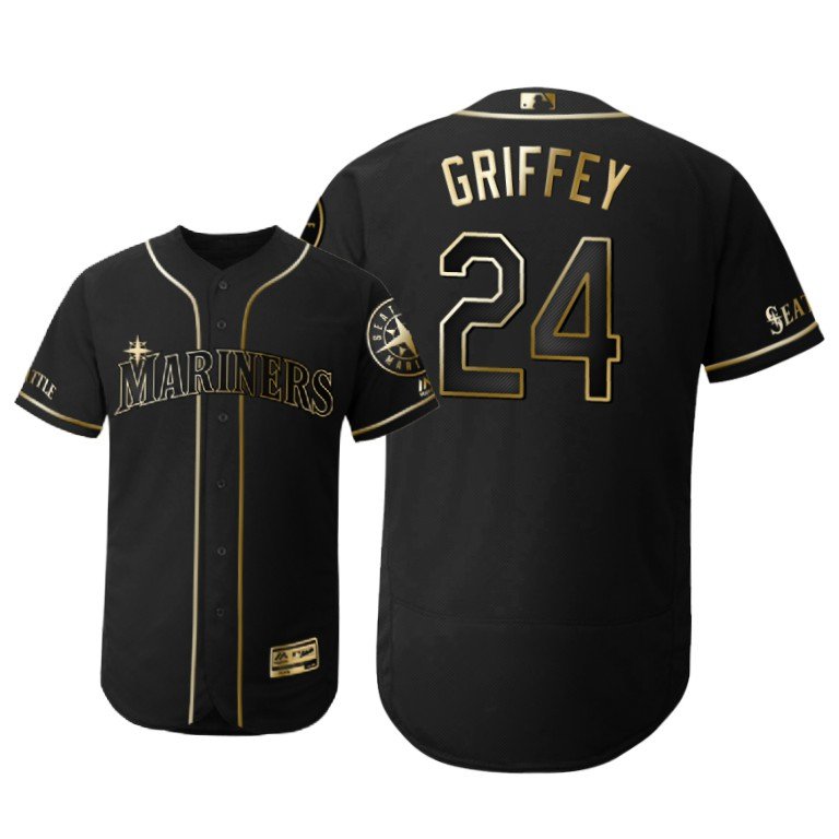 Men's Seattle Mariners ken griffey jr Golden Edition black Jersey