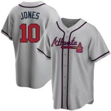 Men's ATL Jerseys #10 Chipper Jones Jersey Gray Throwback Stitched