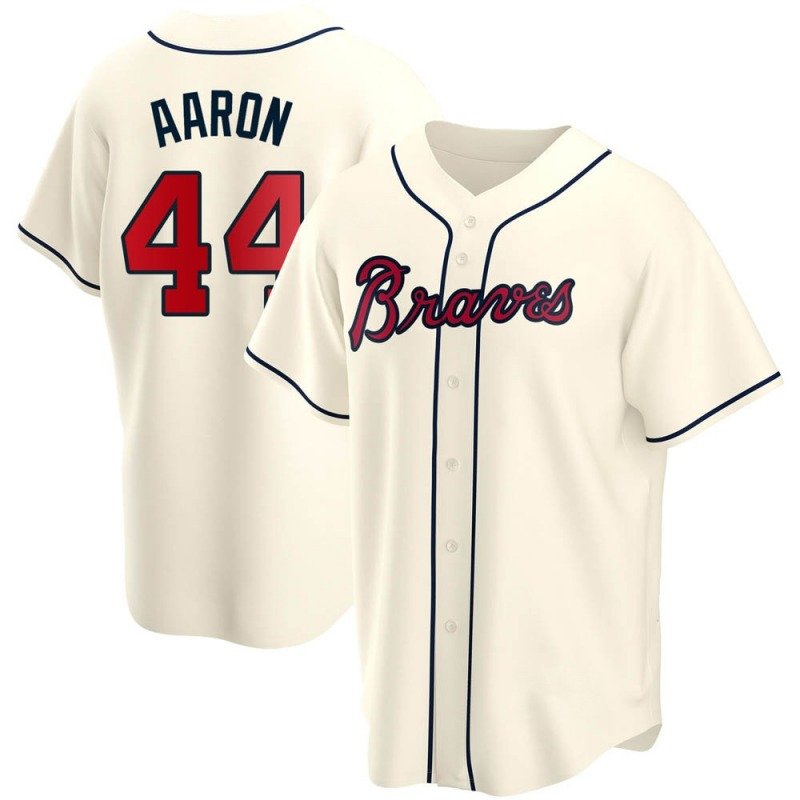 Men's / Youth  ATL 44 Hank Aaron Player Jersey cream