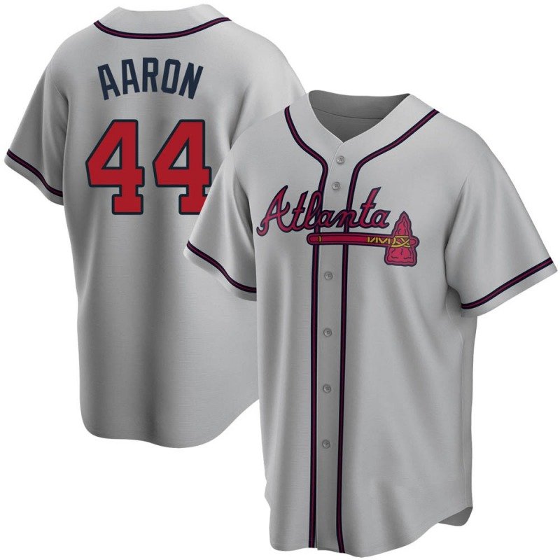 Mens / Youth ATL 44 Hank Aaron  Player Jersey gray