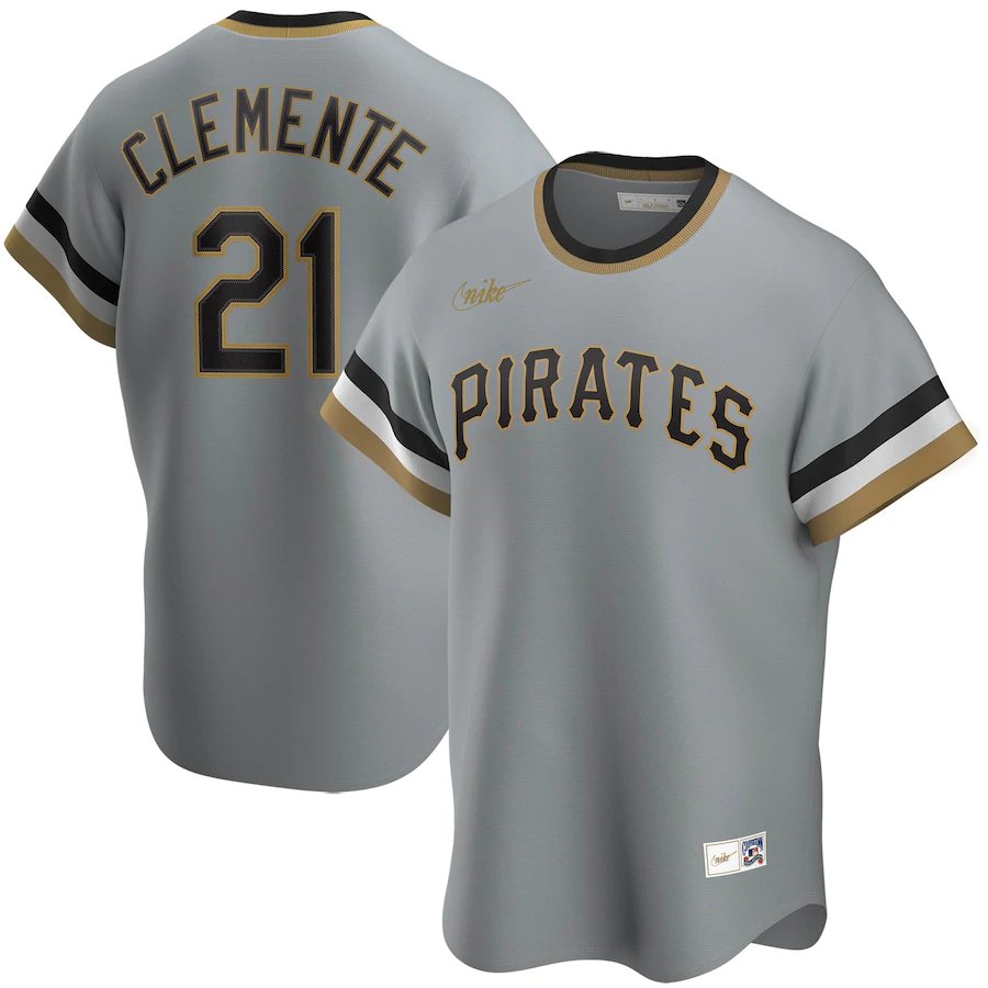 Men's PIT 21 Roberto Clemente Gray cooperstown Player Jerseys