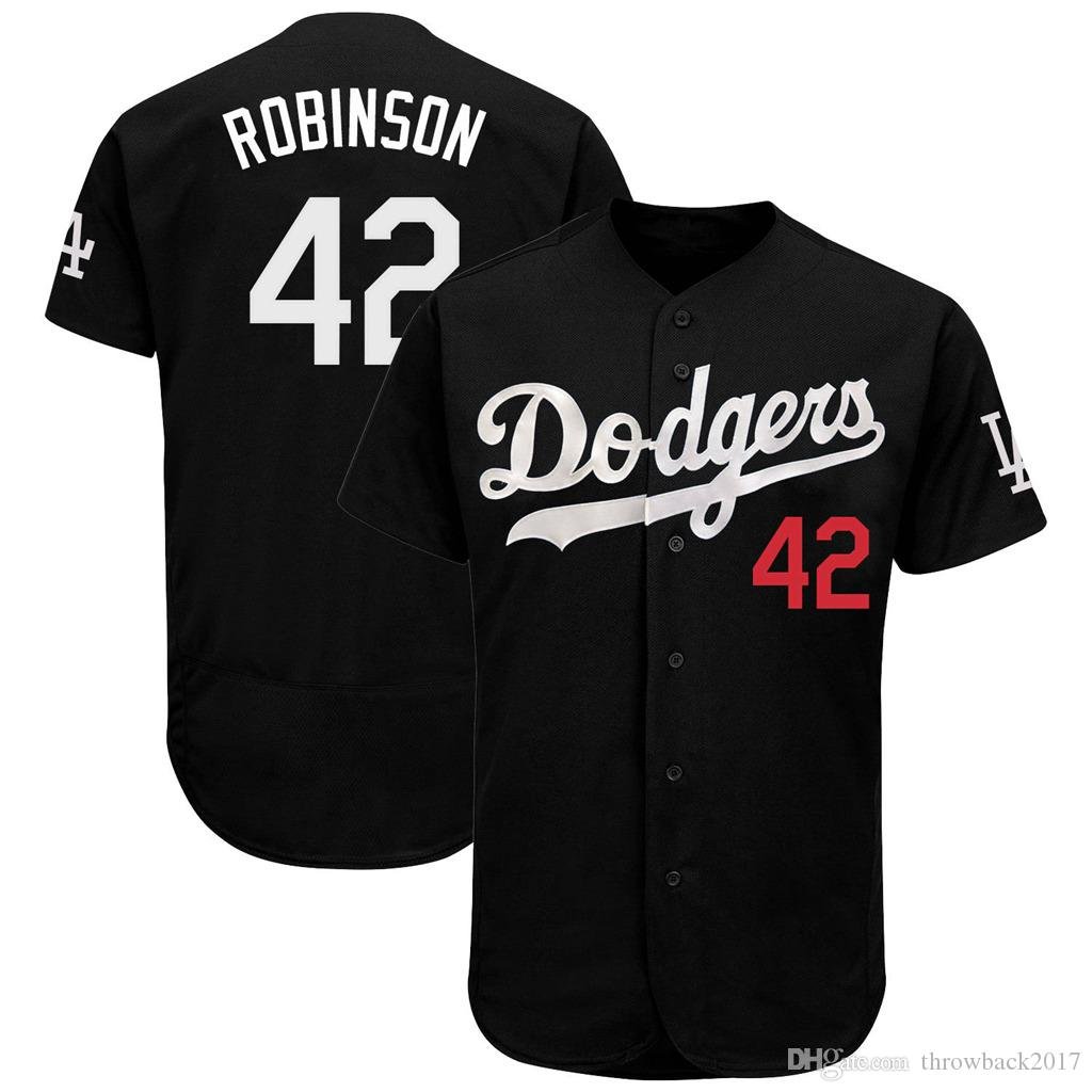 Men's Jackie robinson Dodgers turn back the clock throwback jersey black