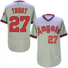 Men's Los angeles Angels #27 Mike Trout Cooperstown collection Jersey gray pullover