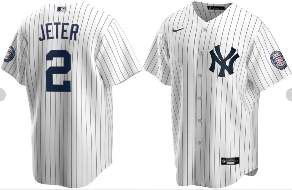Men's Derek Jeter NYY  Hall of Fame Jersey white pinstripe