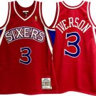 Men's Allen iverson   76ers Hardwood classics throwback jersey red