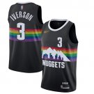 Mens / Youth  Allen Iverson  Denver Nuggets Rainbow skyline city jersey black