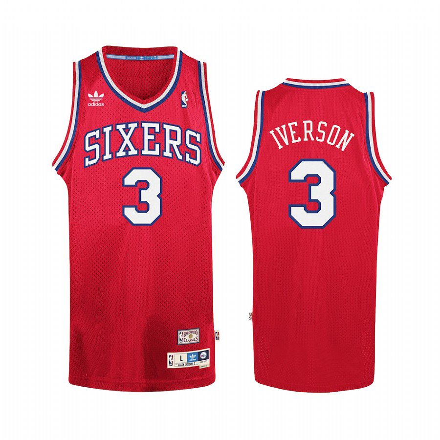 Men's Allen iverson  76ers throwback jersey red