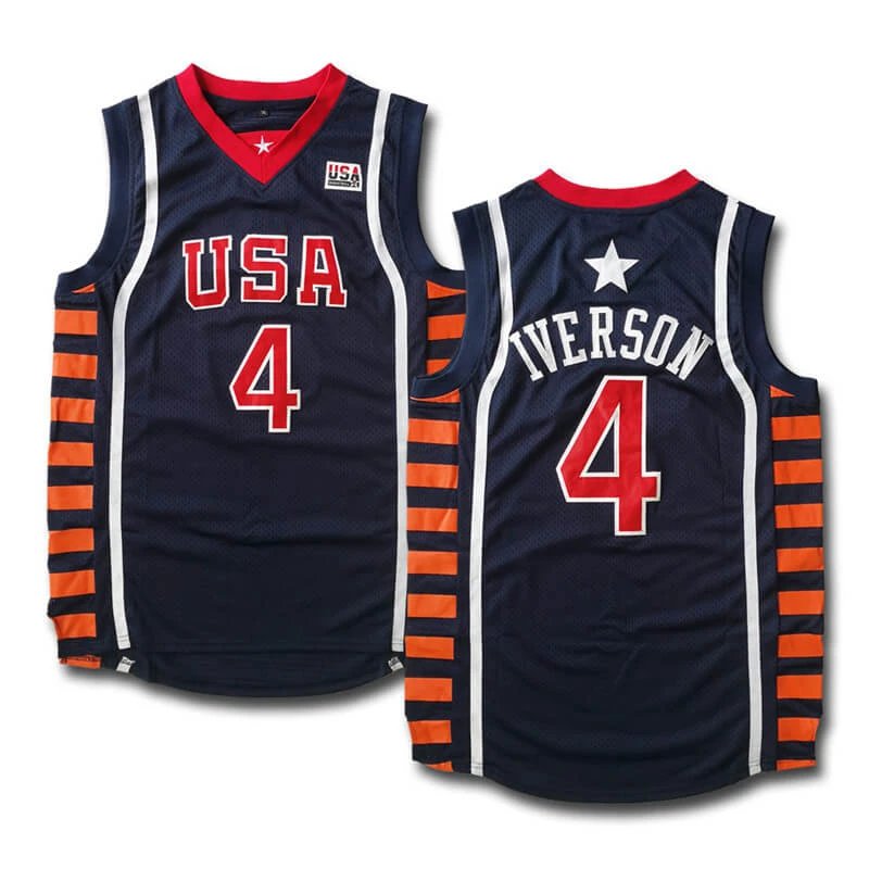 Mens Allen Iverson USA 2004 Olympics   jersey blue