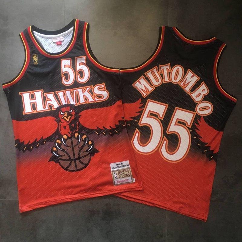 Mens Dikembe Mutombo Atlanta Hawks throwback jersey red