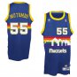 Mens Dikembe Mutombo Denver Nuggets  throwback rainbow jersey blue