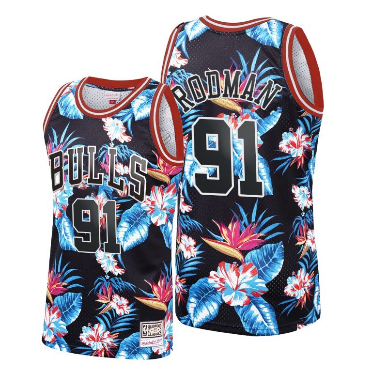 Mens Dennis Rodman Chicago Bulls floral  jersey