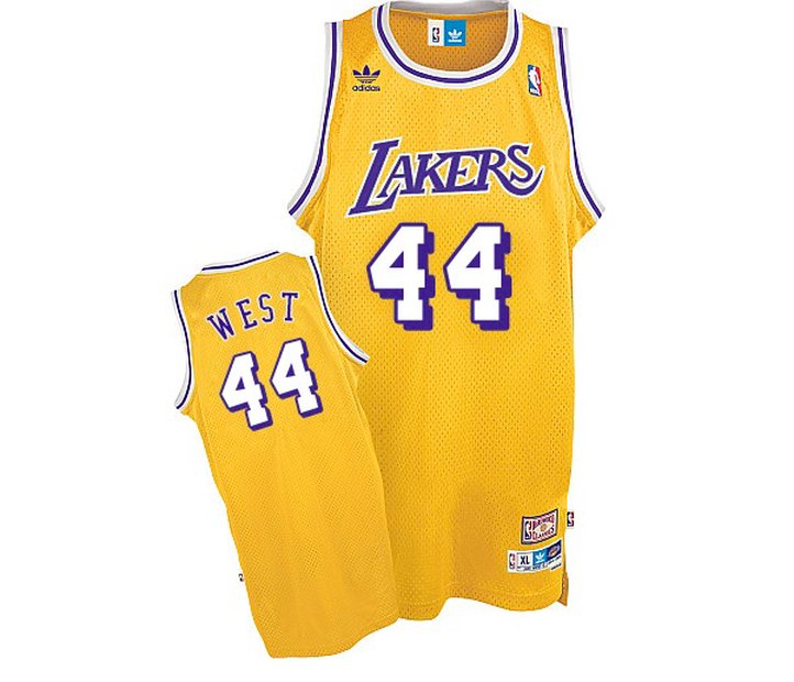 Mens  Jerry West Lakers throwback yellow jersey gold